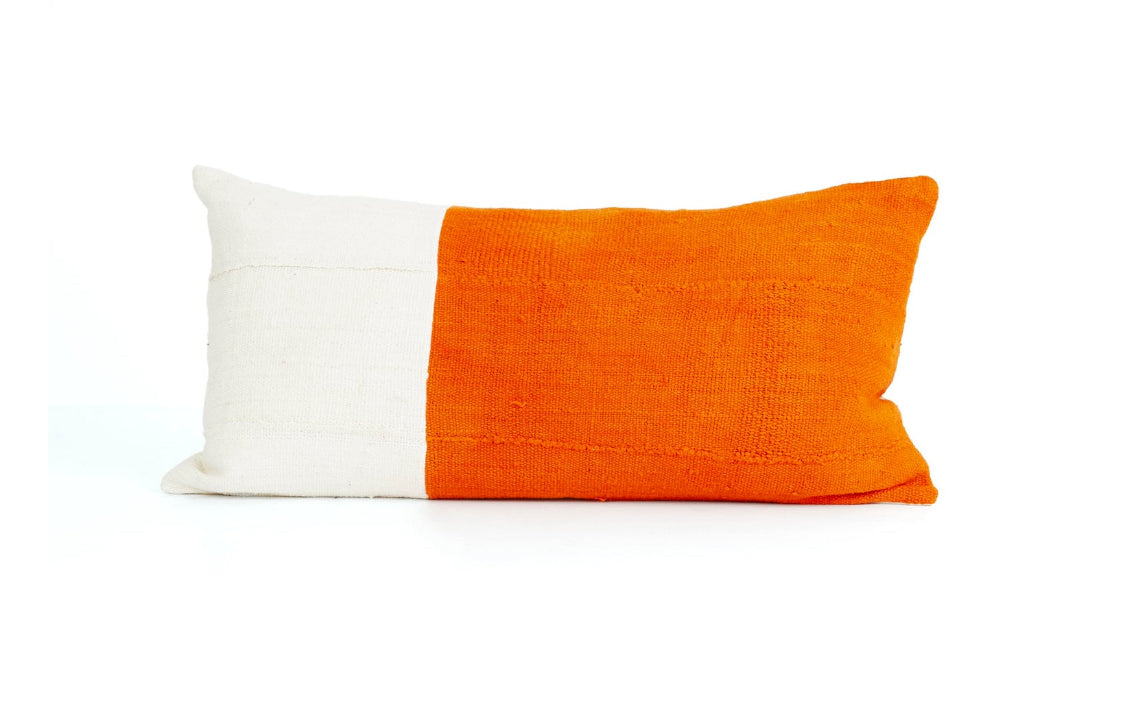 Chabot|Orange and White, Pillow Cover, Mud Cloth, Textured Color Block