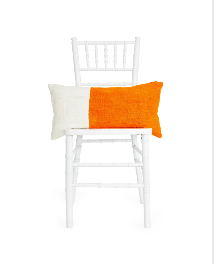 Chabot|Orange and White, Pillow Cover, Mud Cloth, Textured Color Block