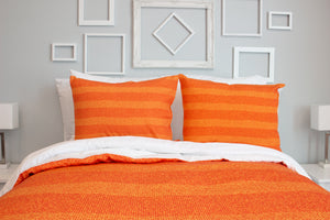 SquaredCharm Orange Stripe Duvet Set - Kimmie