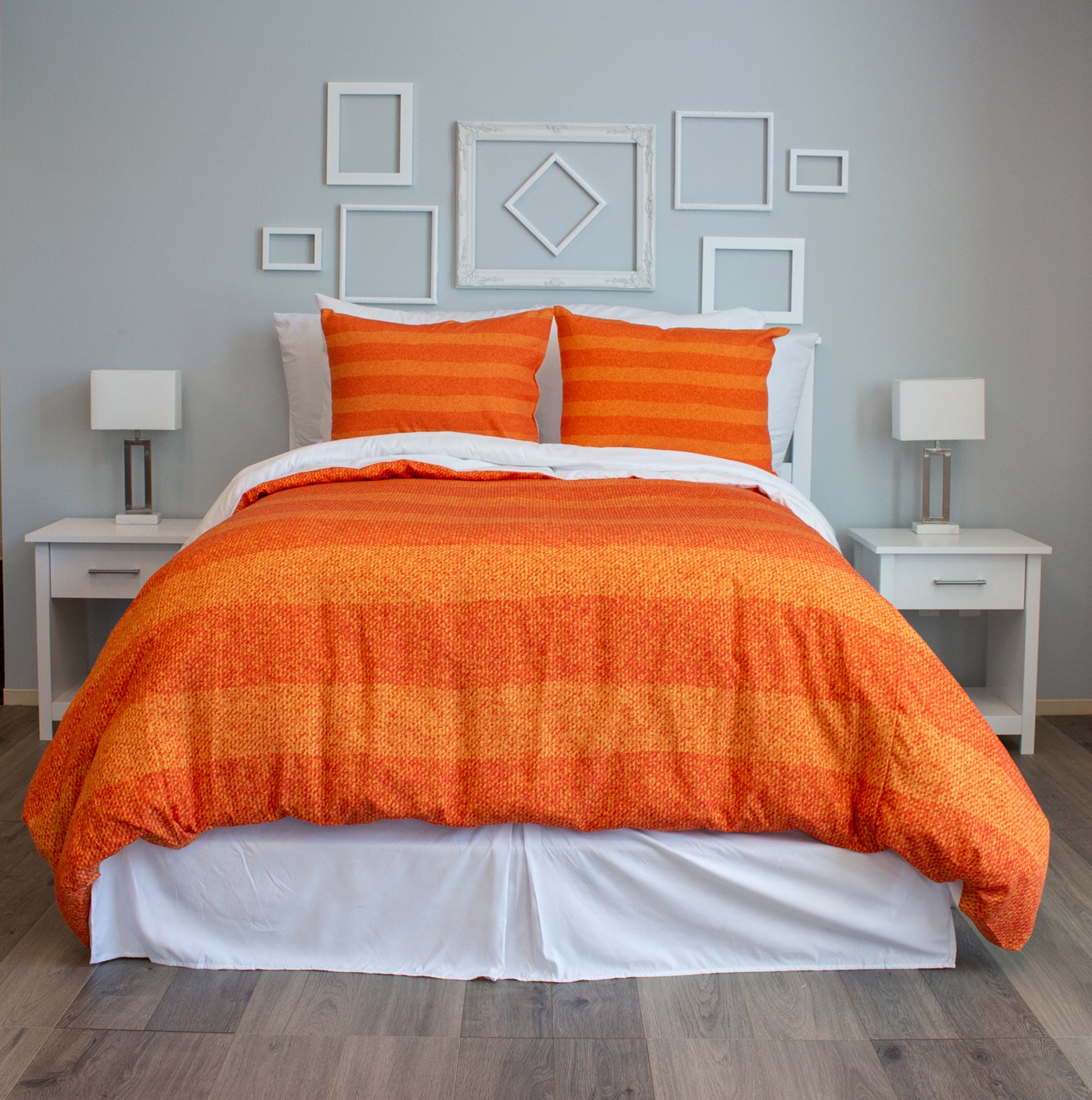 SquaredCharm Orange Stripe Duvet Set - Kimmie