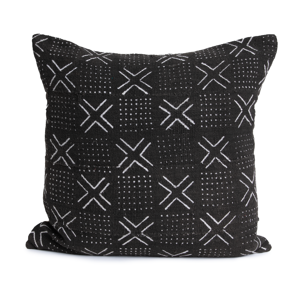 Black Mud Cloth Pillow Cover | Bethany | 18x18 | 20x20